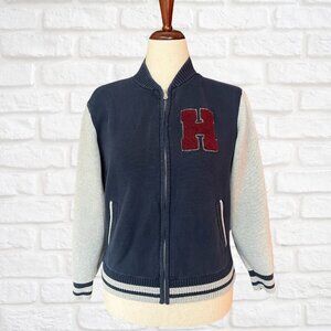 Tommy Hilfiger Varsity Sweater Jacket – Preppy Zip-Up Cotton Jacket – Size XS